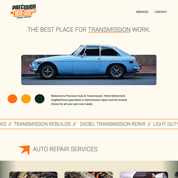 screenshot of the Precision Auto & Transmission website
